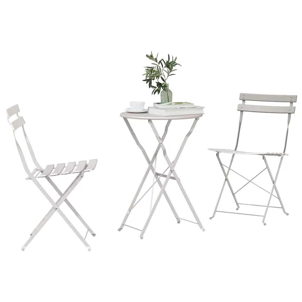 Stahl-Falt-Bistro-Set Beige 50 x 50 x 71 cm