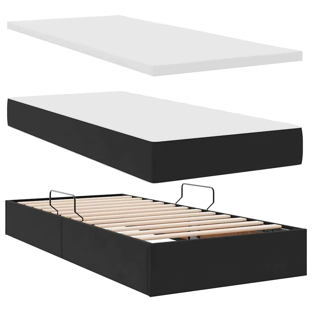Aufbewahrungsbett mit Matratze 180 x 200 cm Schwarz