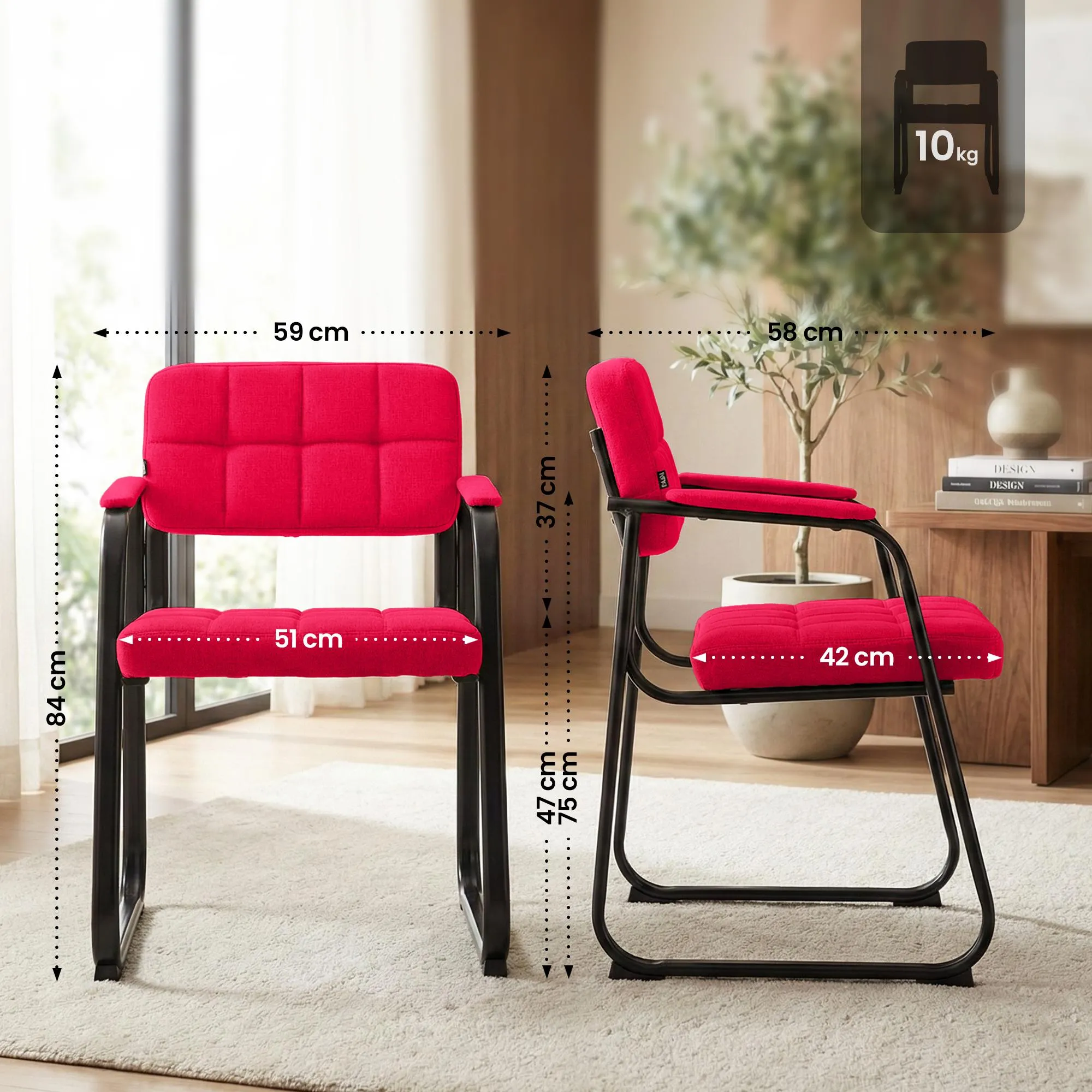 Besucherstuhl Canada B 84x59x58 cm rot