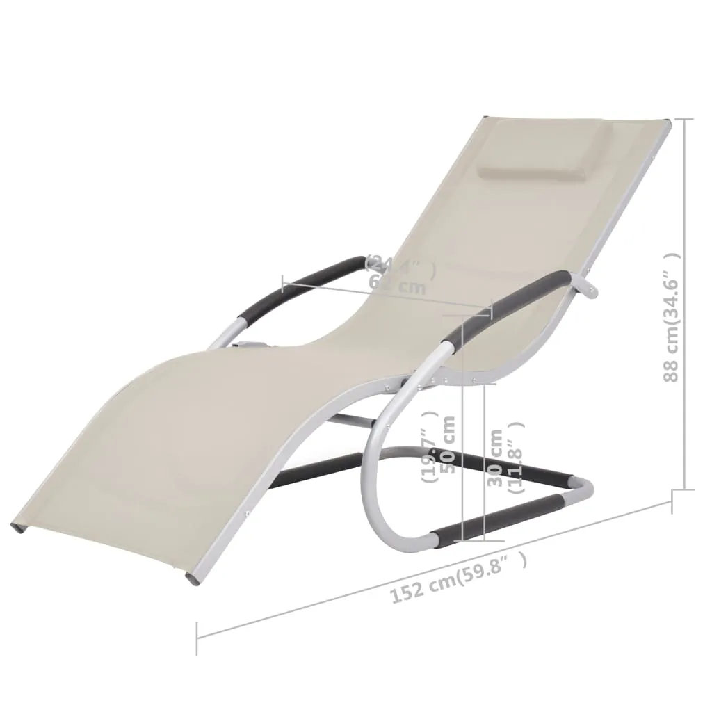 Ergonomische Sonnenliege 62x152x88 cm Creme und Grau