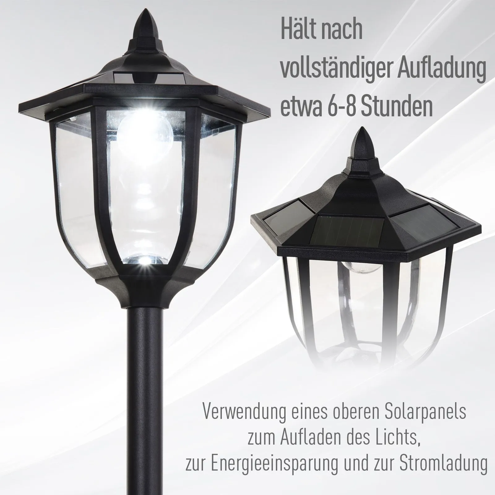 Solar Gartenleuchte Flammeneffekt Kunststoff Schwarz 177 cm