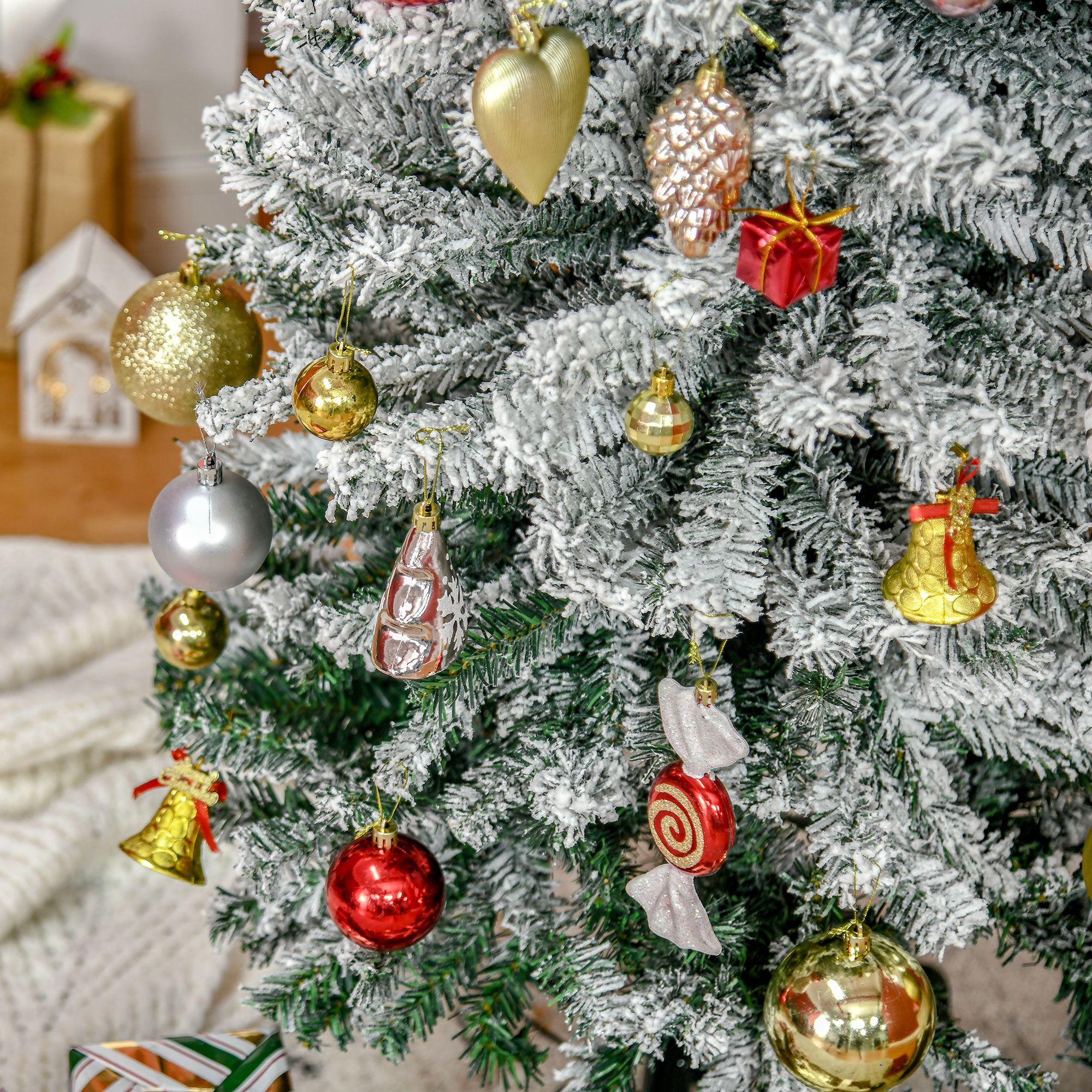 Künstlicher Weihnachtsbaum Bleistift Kiefer mit Schnee 225 cm Grün