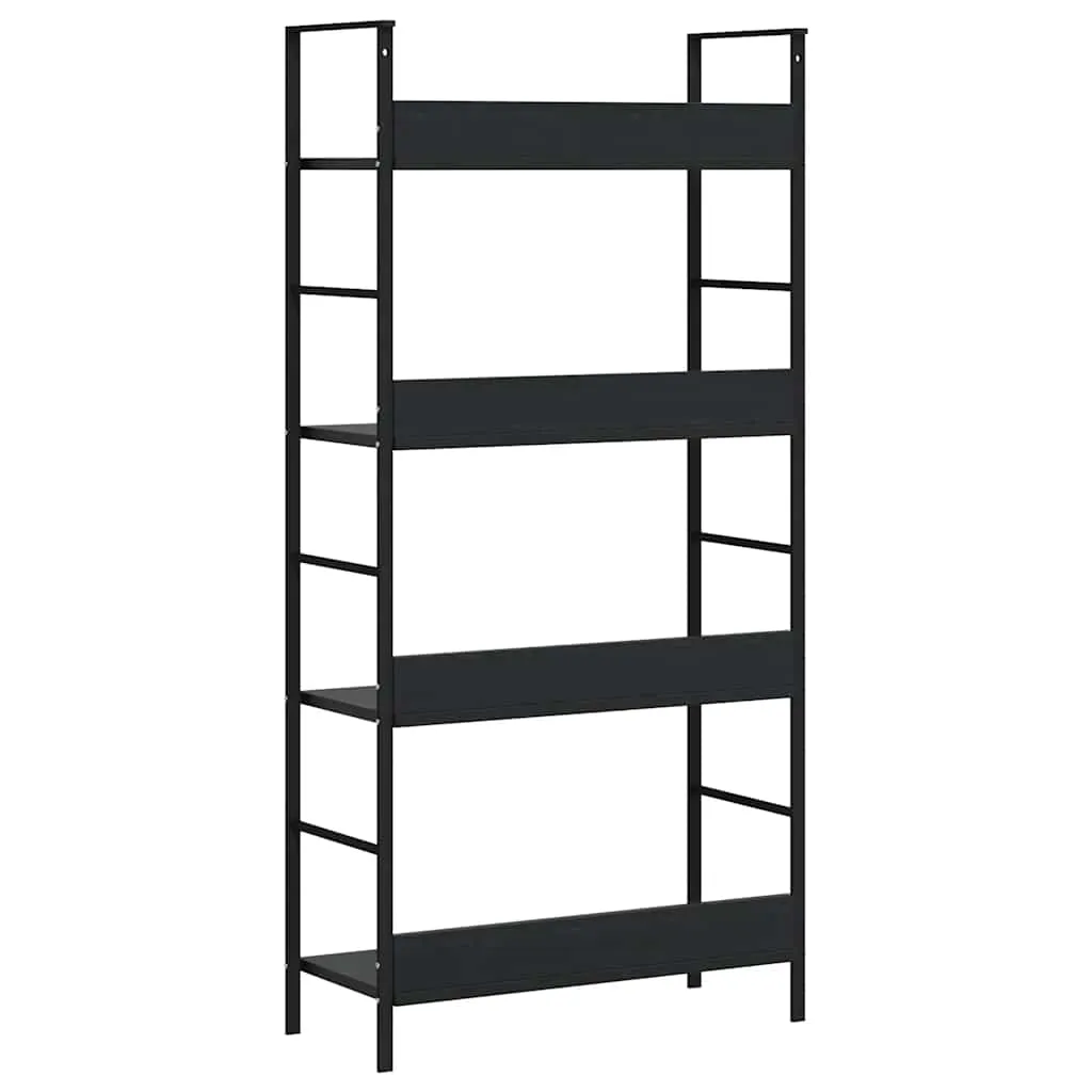 Schwarzes Standregal aus Holzwerkstoff und Stahl 60x27,6x124,5 cm
