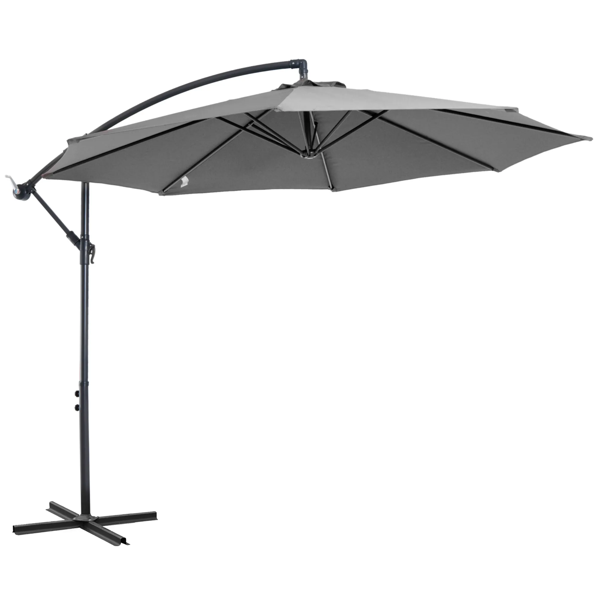 Ampelschirm Ø2,95m x 2,45m Grau für Garten und Terrasse