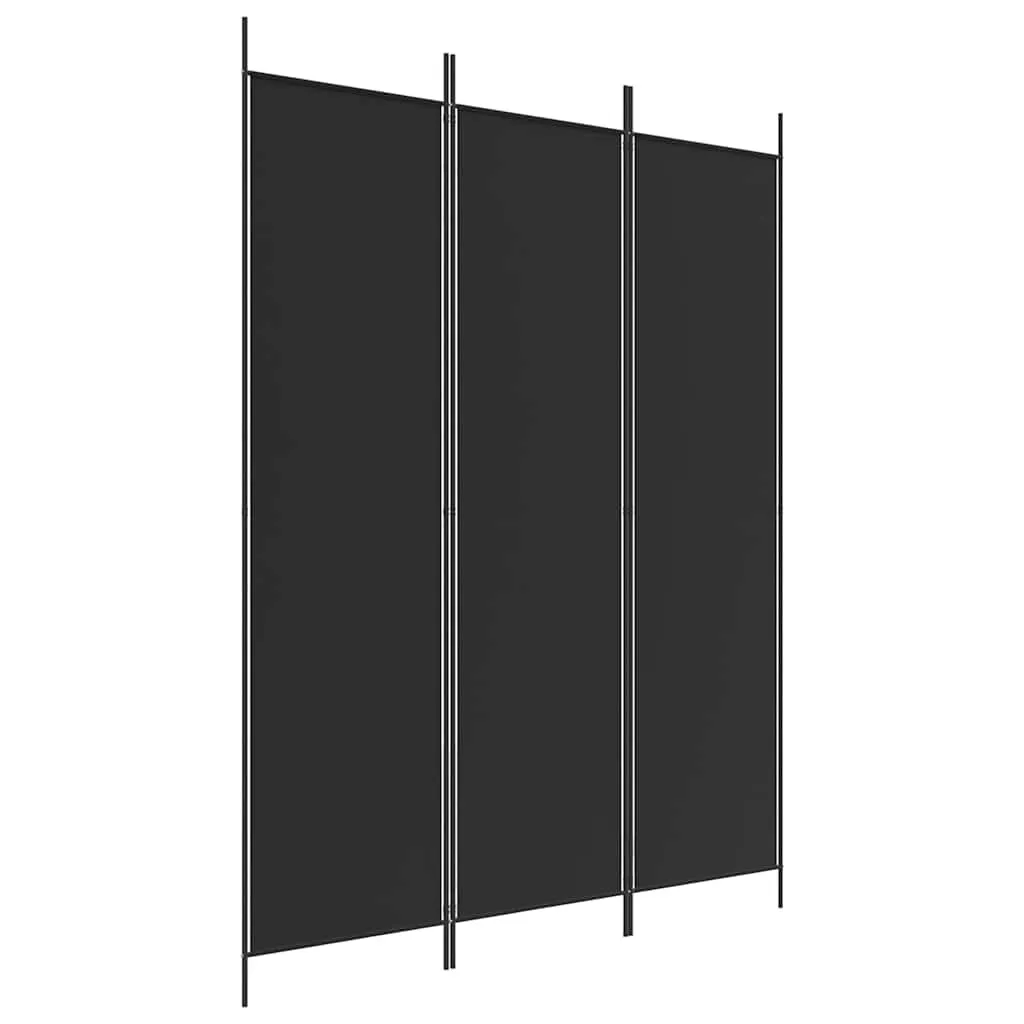 Schwarzer Raumteiler 150 x 200 cm aus Stoff mit 3 Paneelen