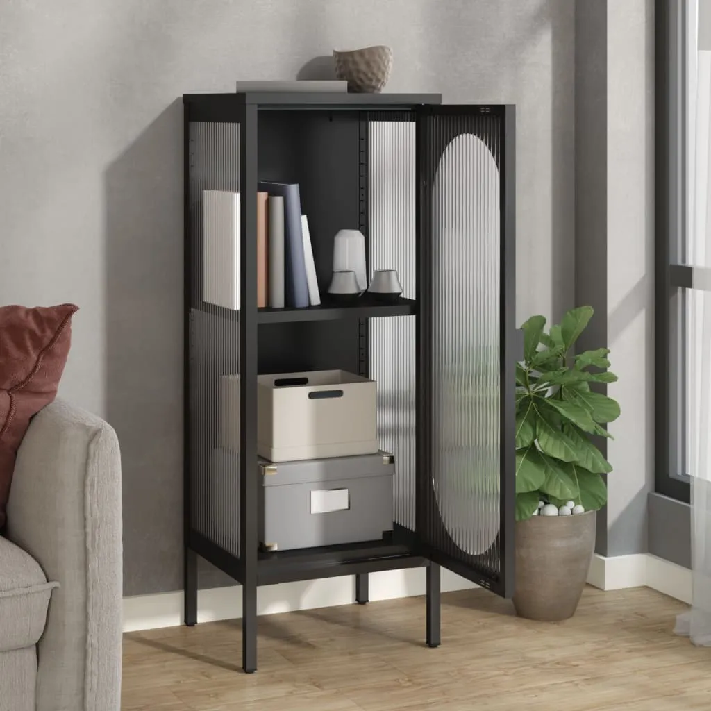 Klassisches Sideboard 40x35x105 cm Schwarz mit pulverbeschichtetem Stahl