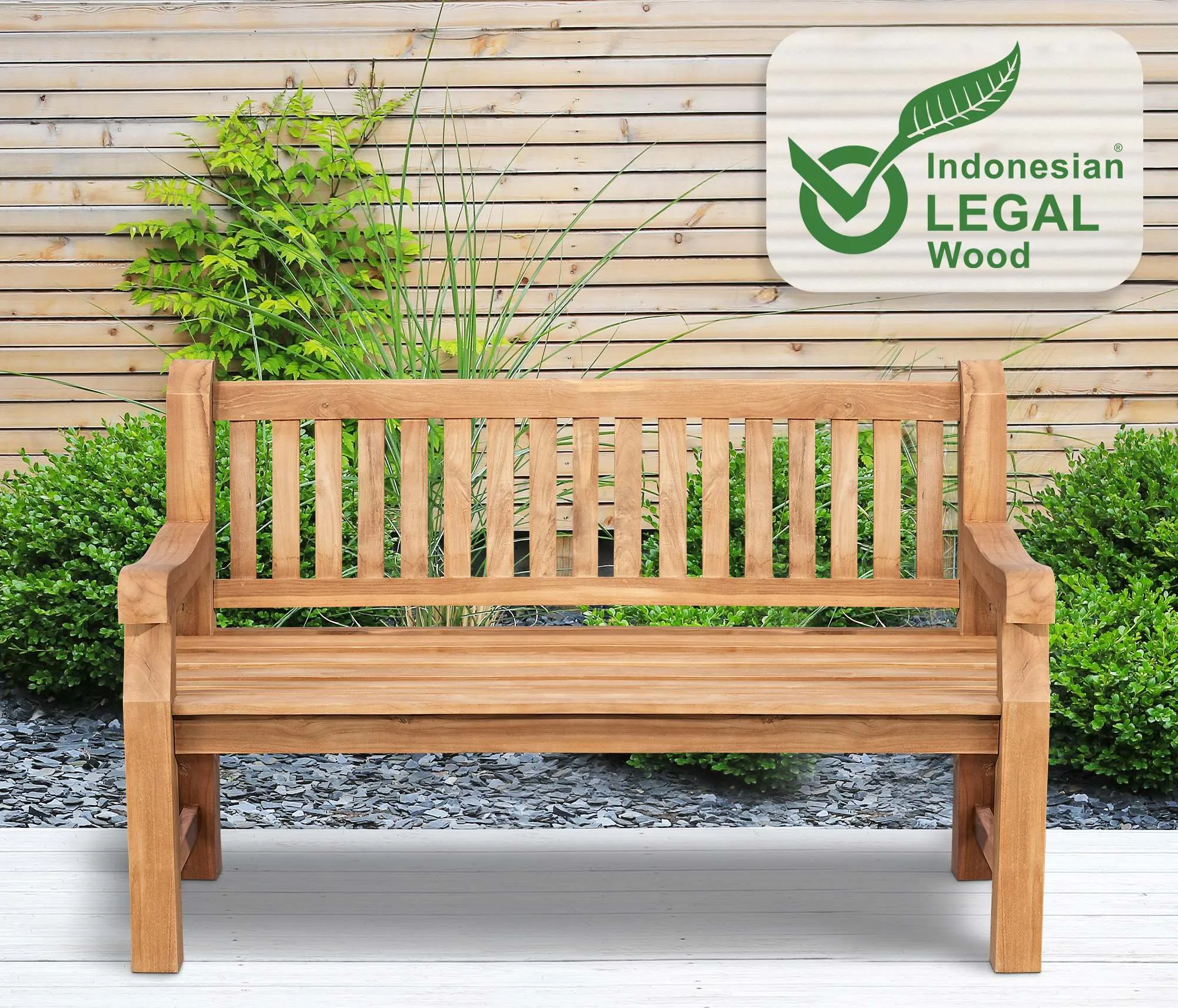 Gartenbank Jackson V2 150x61x93 Naturholz Teak