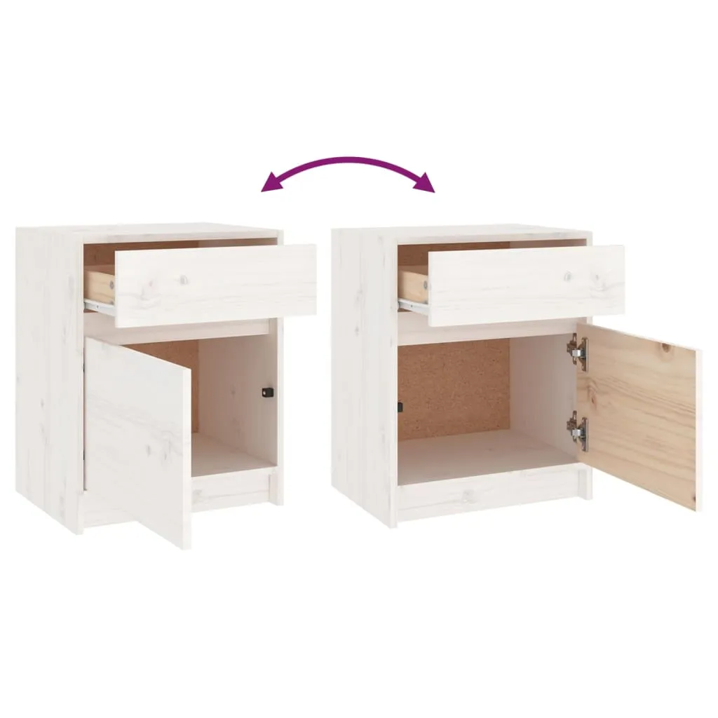 Nachtschrank Weiß 40x31x50 cm Massivholz Kiefer