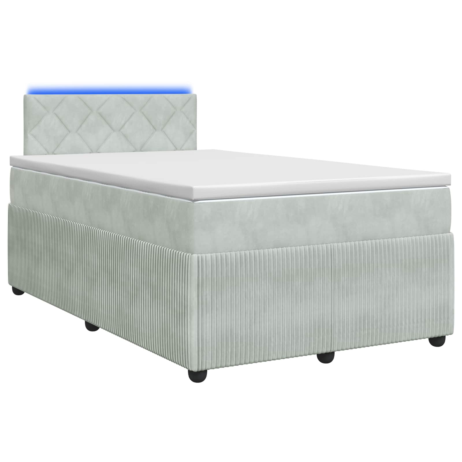 Boxspringbett mit Matratze, Samt, LED-Beleuchtung, 120x190 cm, Grau