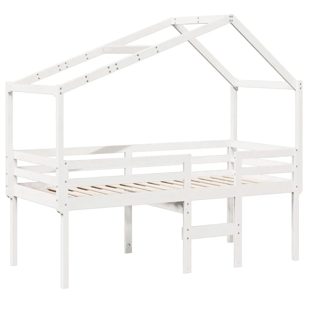 Hochbett Weiß aus Massivholz 205,5 x 95,5 x 89 cm