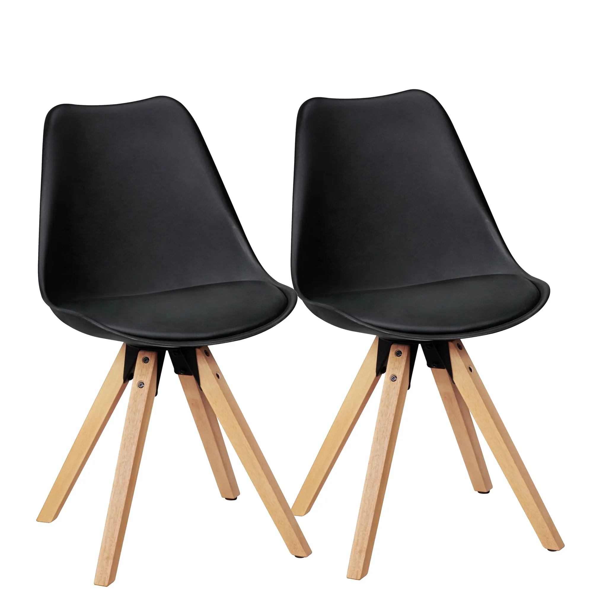 tinkaro 2er-Set Retro Esszimmerstuhl HAIDAR Kunstleder/Hevea Massivholz Polsterstuhl Schwarz tinkaro 2er-Set Retro Esszimmerstuhl HAIDAR Kunstleder/Hevea Massivholz Polsterstuhl Schwarz