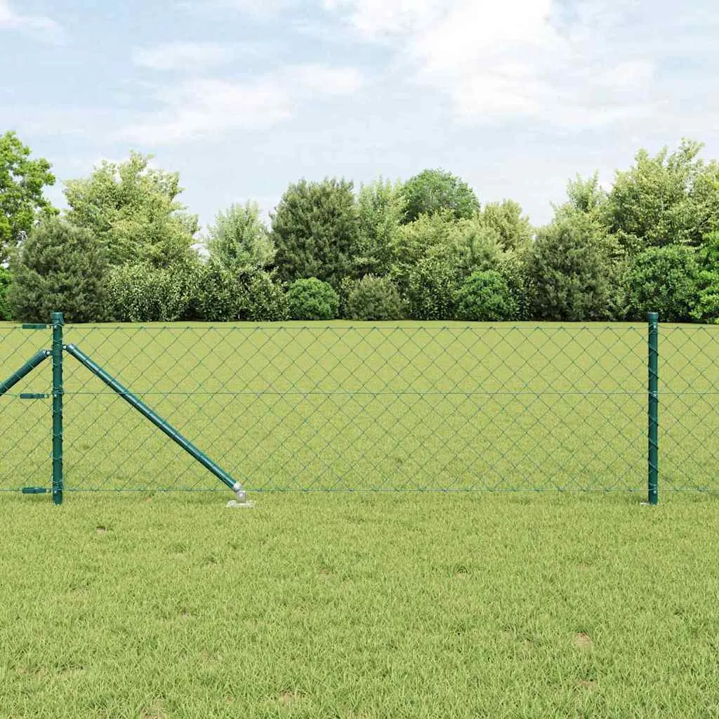Zaunpfosten-Set aus Stahl Grün 2500 x 3,2 x 80 cm