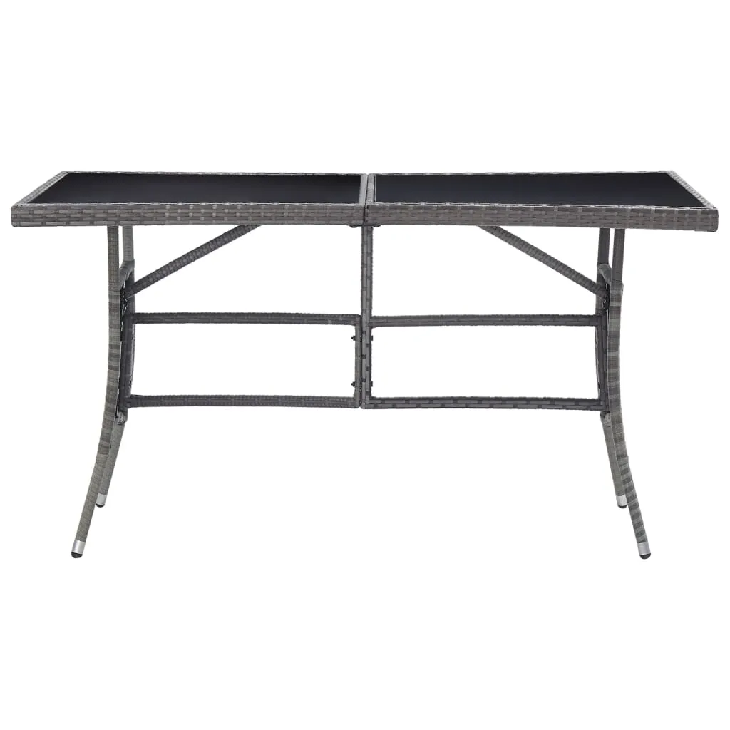 Gartentisch mit Glasplatte 140 x 80 x 74 cm Grau