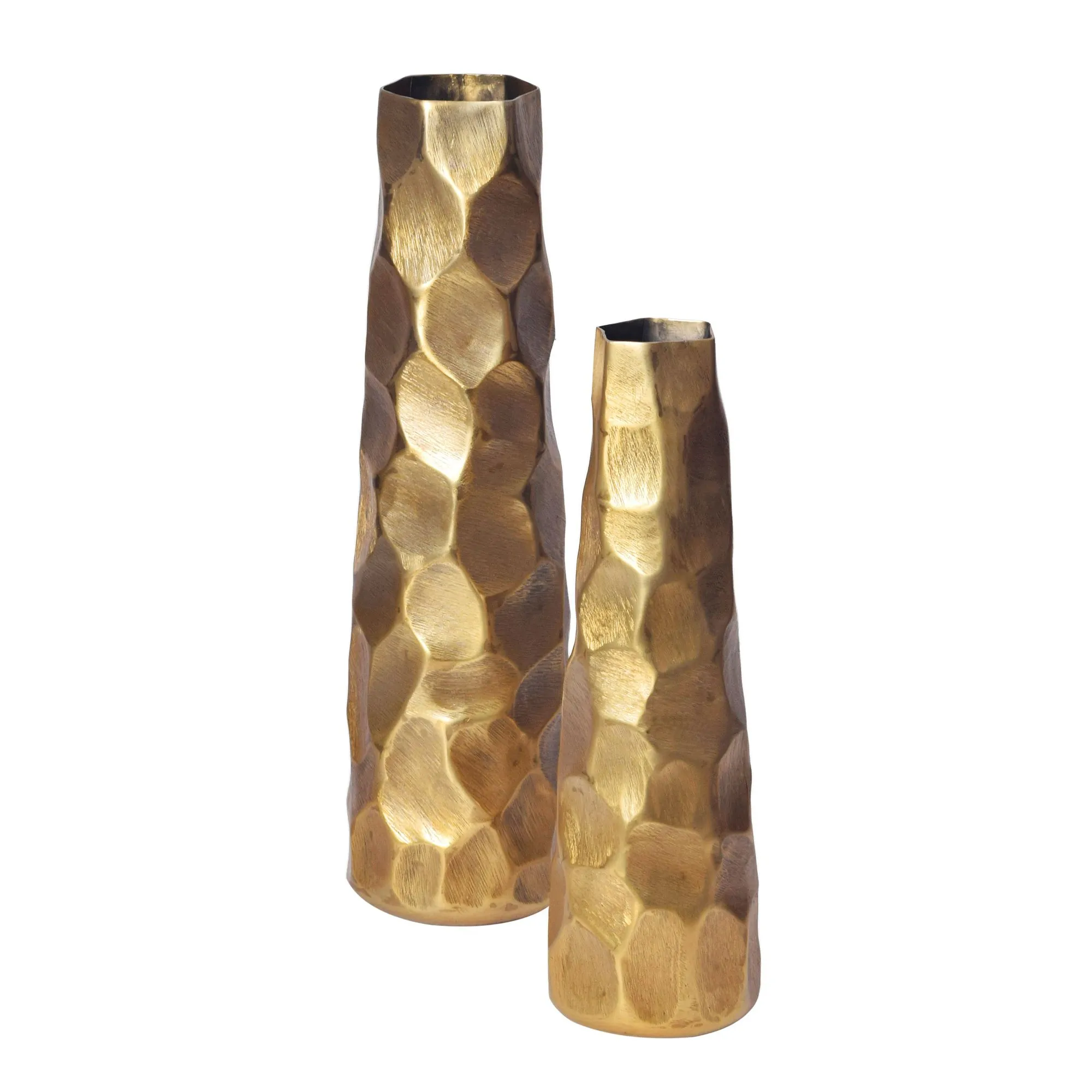 Deko Vase 2er Set Aluminium Gold Blumenvase Modern