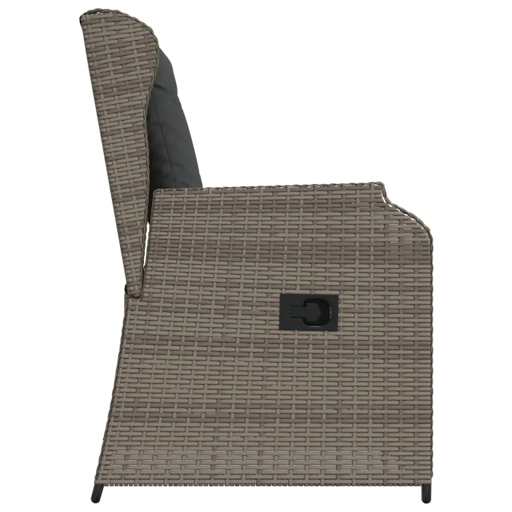 Verstellbarer Gartenstuhl aus PE-Rattan Grau 55x67x95 cm