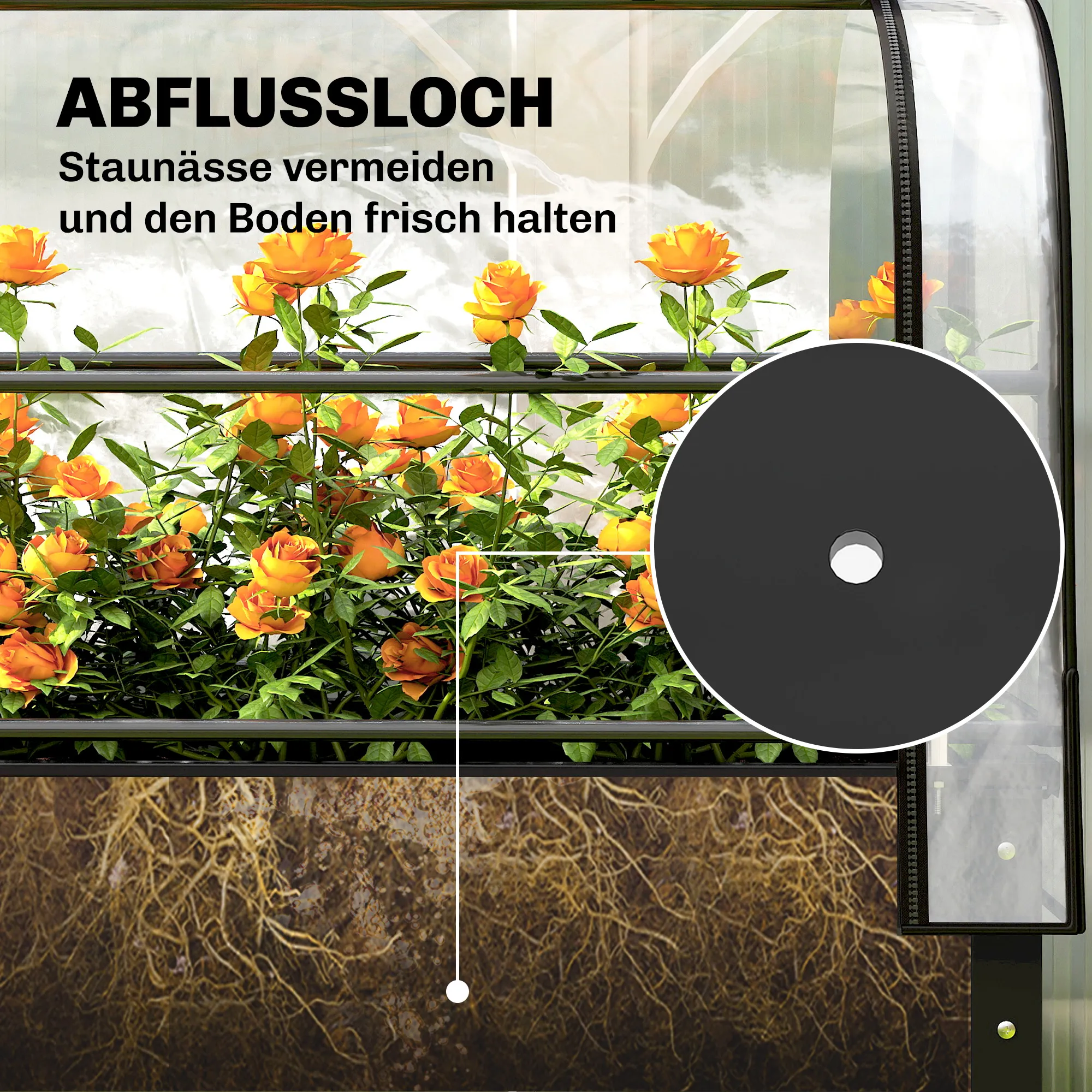 Hochbeet mit Abdeckung 100L x 49B x 136H cm Schwarz