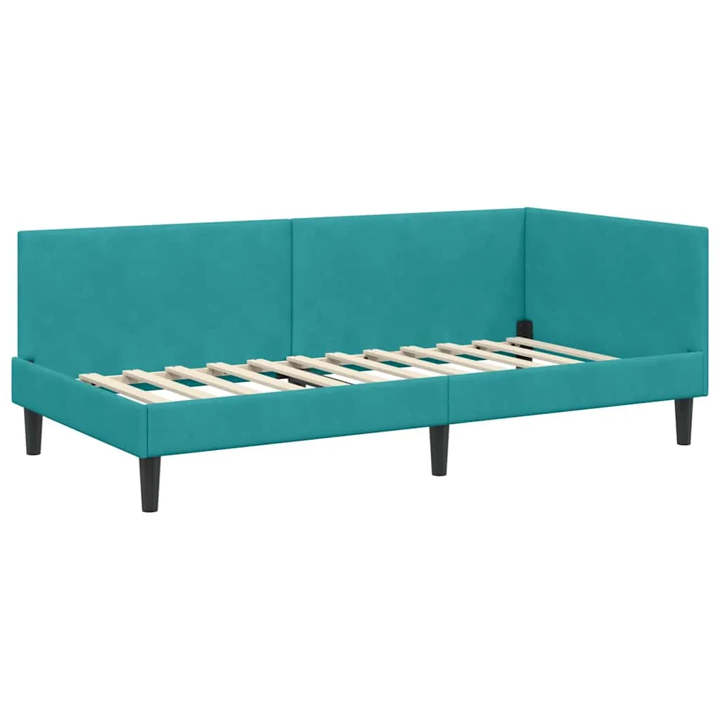 Eckbettgestell mit Matratze 194 x 94 x 72 cm Türkis