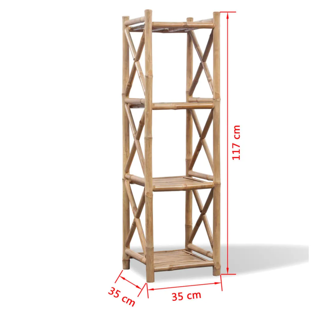 Bambus-Regal 35 x 35 x 117 cm in naturbelassener Bambus-Farbe mit 4 Ablagen