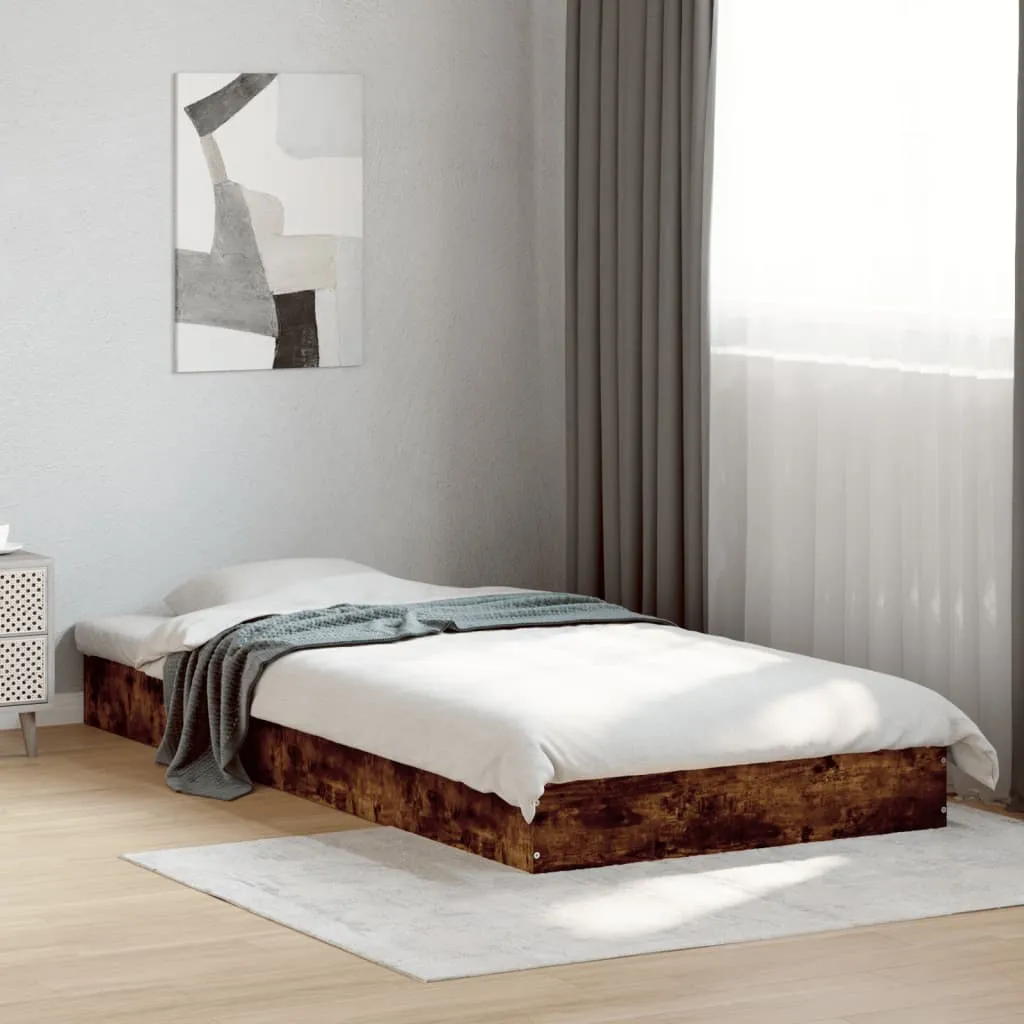 Bettgestell Räuchereiche 193x78x17 cm aus Holzwerkstoff