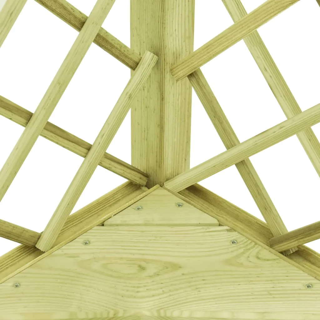 Eck-Gartenpergola mit Sitzbank 130x130x197 cm Grün aus imprägniertem Massivholz