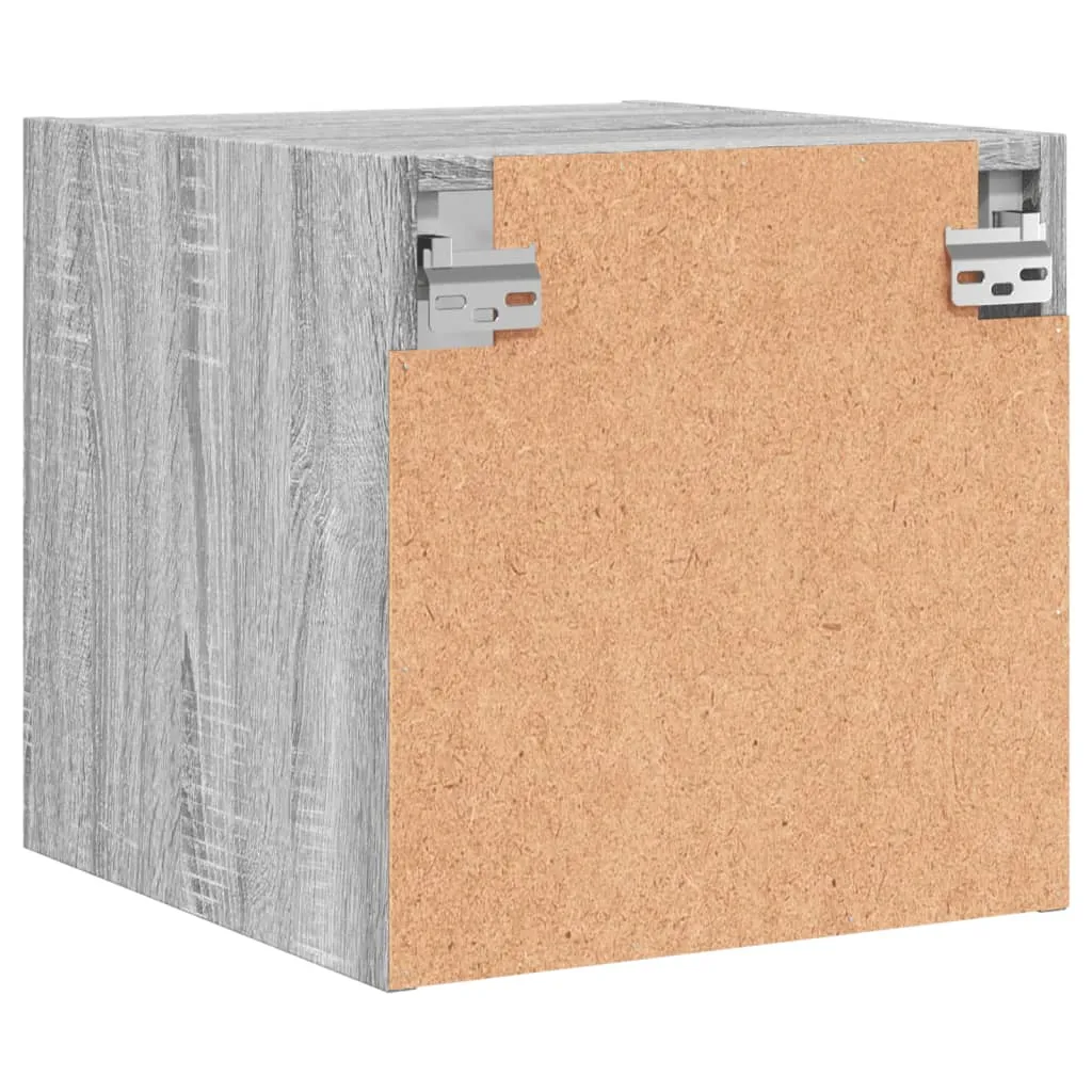 Trendiger Wand-Nachttisch Grau Sonoma 35x37x35 cm aus Holzwerkstoff und Glas