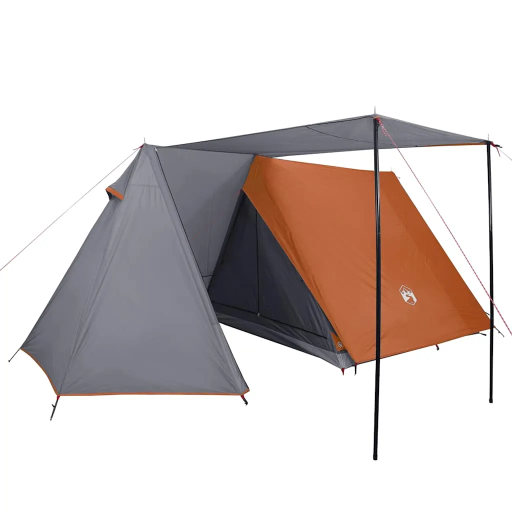 Campingzelt Grau und Orange 470x220x170 cm mit PU-beschichtetem Polyester