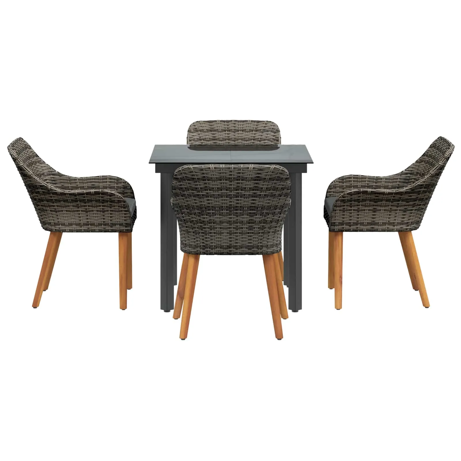 Garten-Esszimmer-Set Grau 80x80x74 cm für 4 Personen