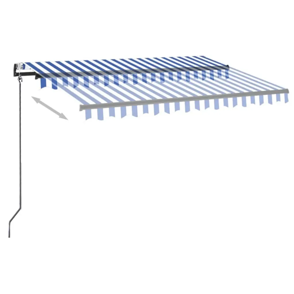 Einziehbare Gelenkarmmarkise 300x250 cm Blau Weiß mit Anthrazit Rahmen