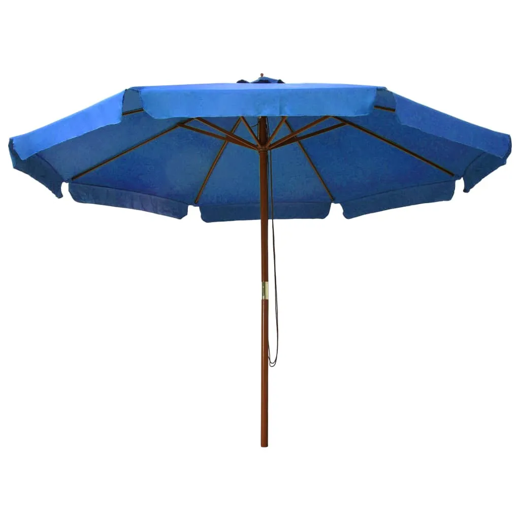 Azurblauer Terrassenschirm 330 x 240 cm mit robustem Massivholz-Mast