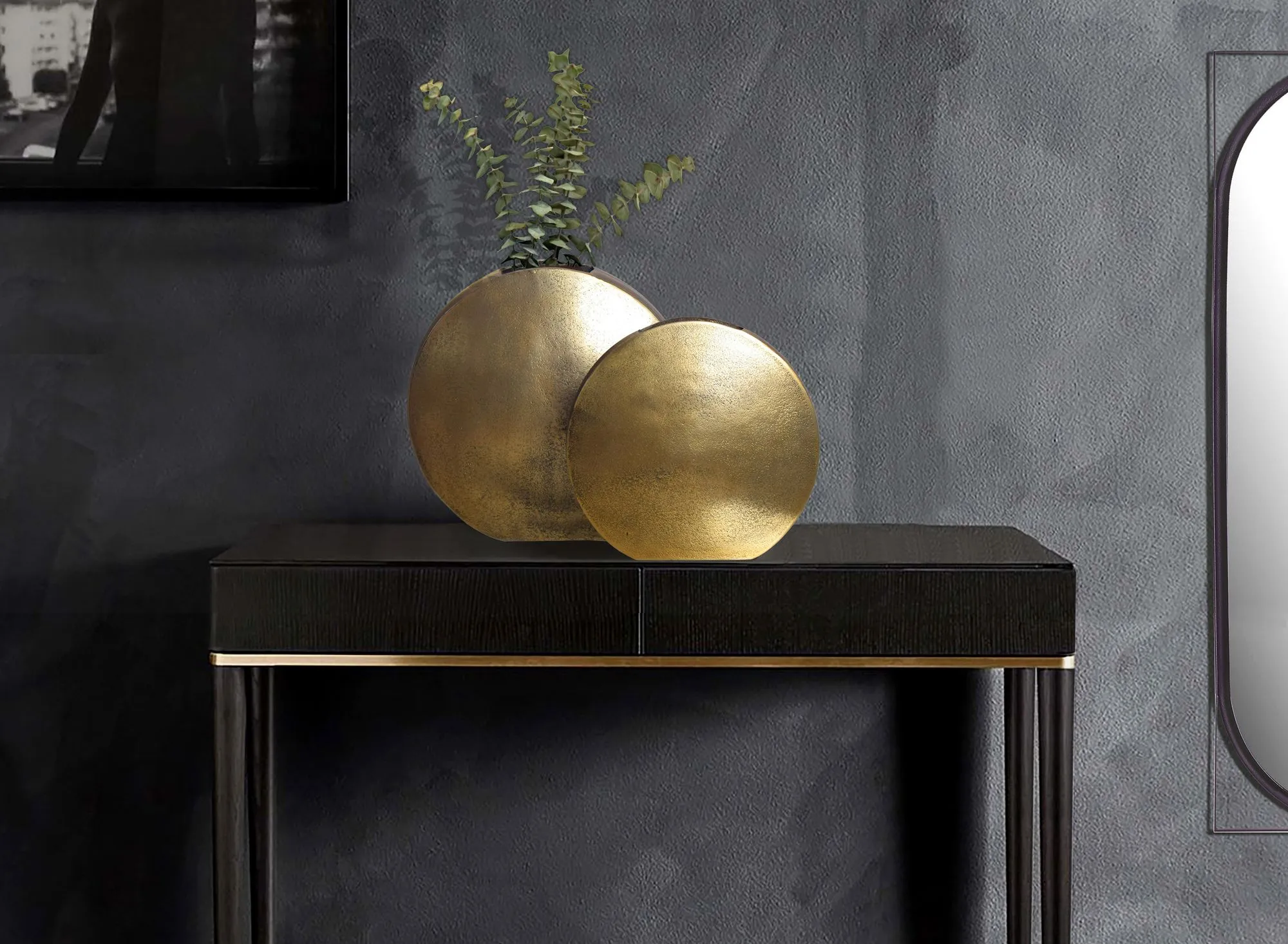 Deko Vase 2er Set Aluminium Gold Blumenvase Modern