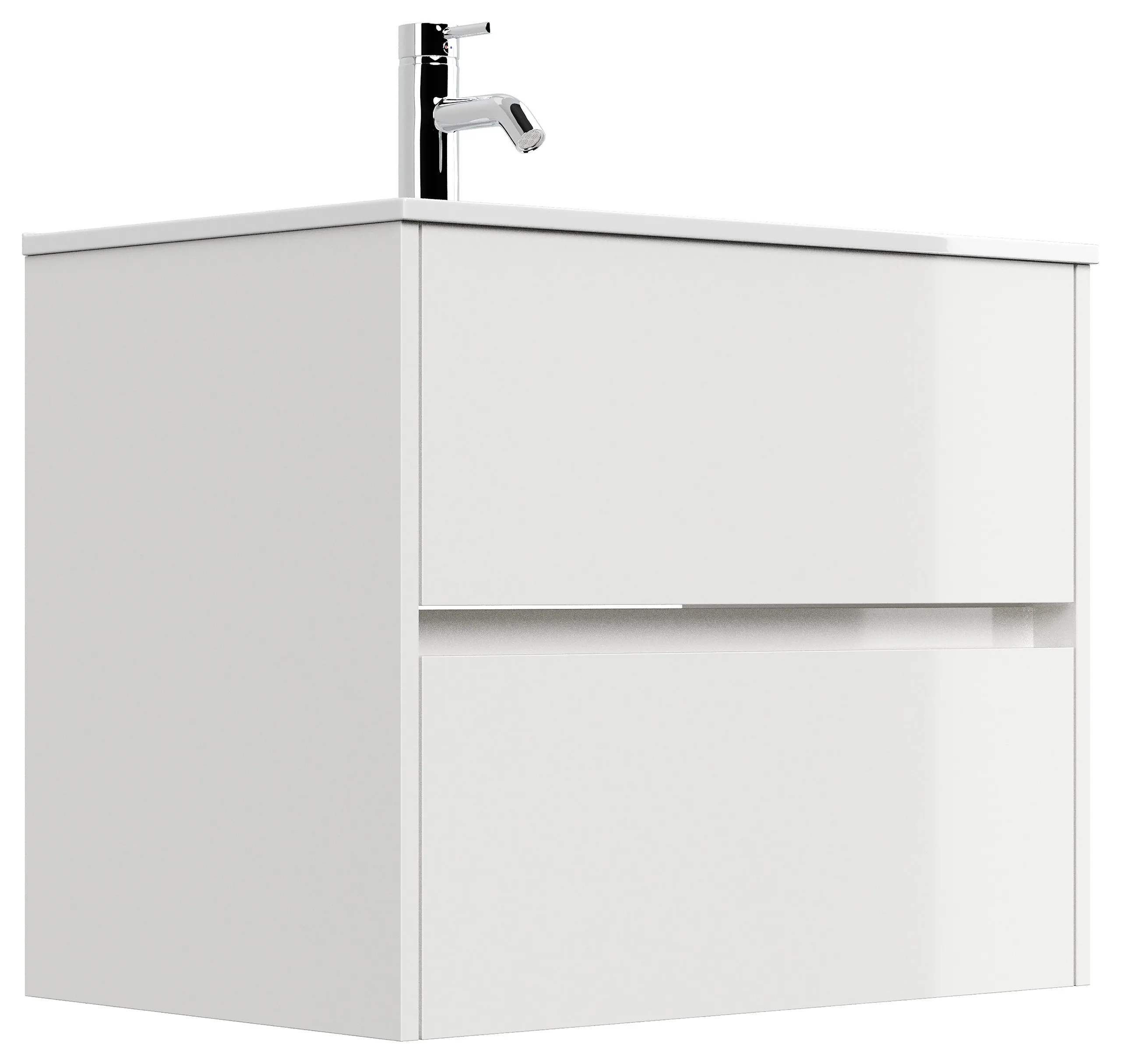 Badmöbel Limes & Waschtisch 70cm 2 Greifraum SoftClose Auszüge weiß Hg