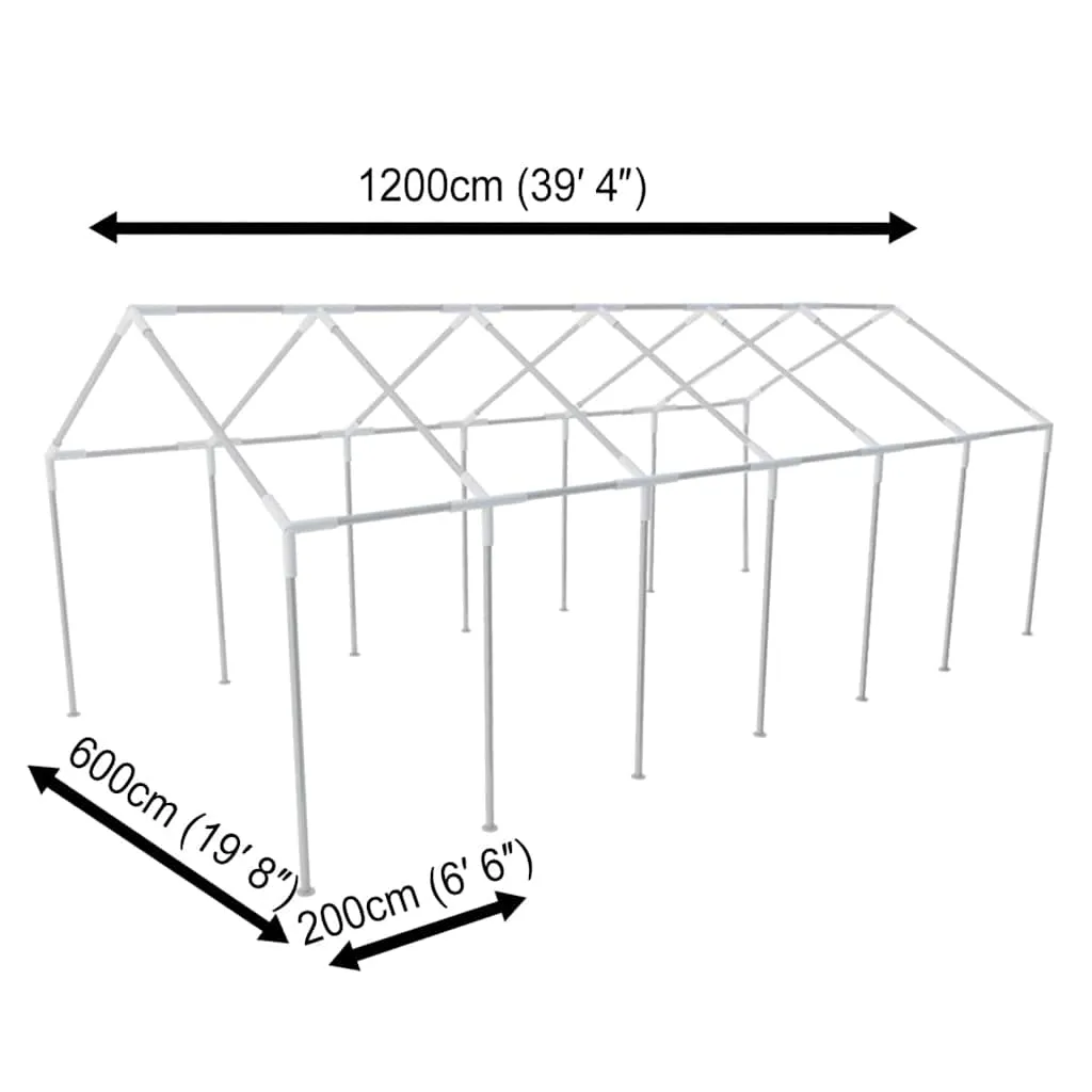 Outdoor Partyzelt 12x6 m Weiß mit Stahlrahmen und UV-beständiger Zeltplane
