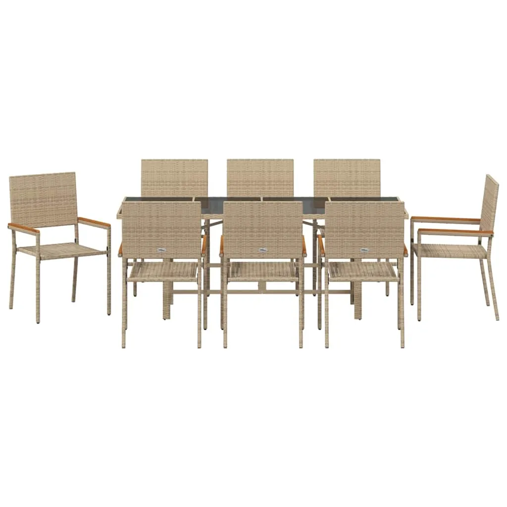 Gartentisch-Set Beige 190x80x75 cm mit Echtholz Armlehnen