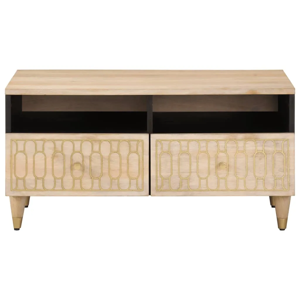 Stilvoller Couchtisch aus Vollholz 80 x 54 x 40 cm
