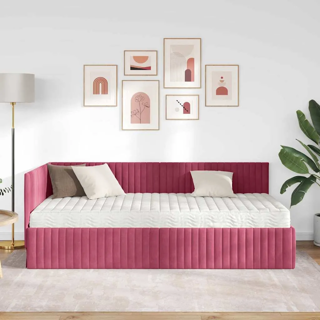 Eckbett mit Matratze 204 x 104 x 72 cm Grün