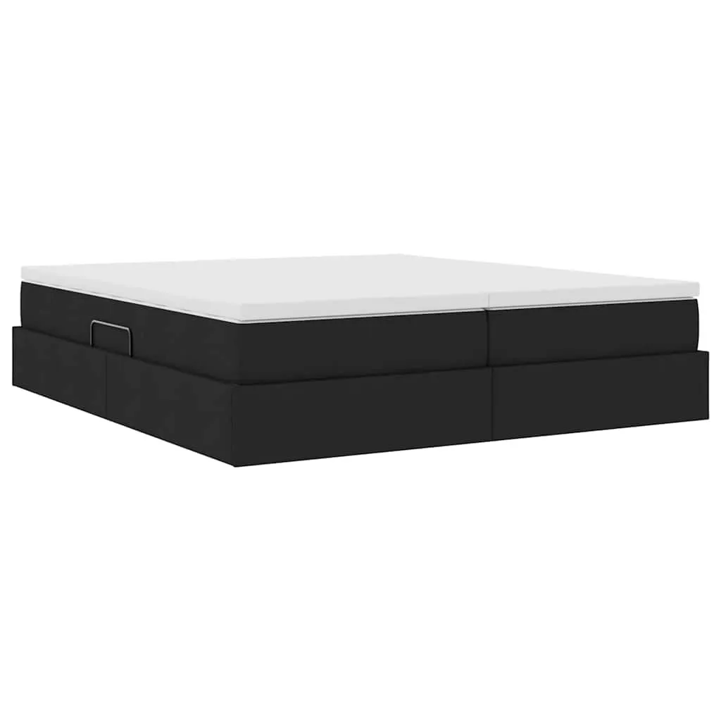 Aufbewahrungsbett mit Matratze 200 x 200 cm Schwarz