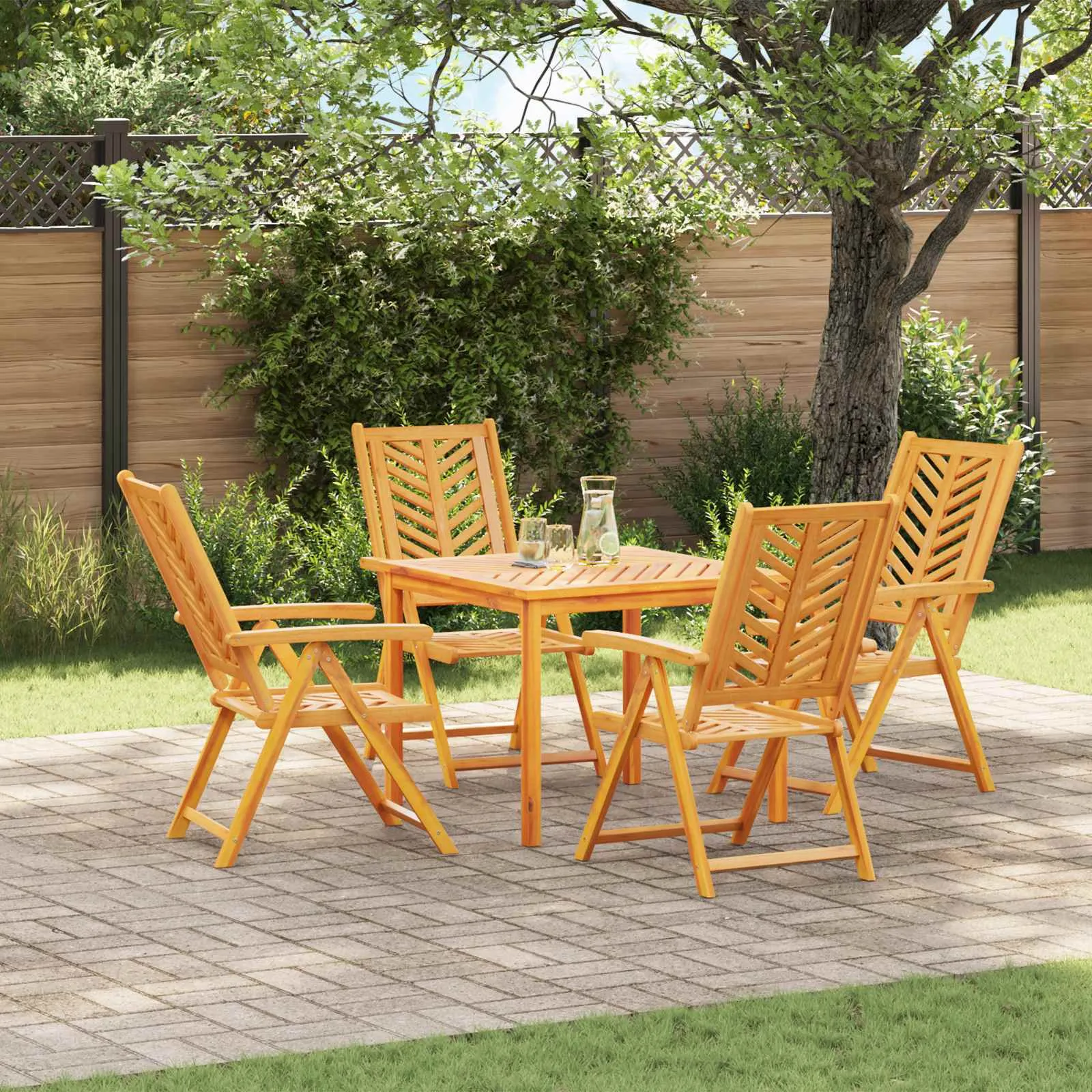 Verstellbarer Gartenstuhl aus Echtholz Braun 57 x 72 x 109 cm