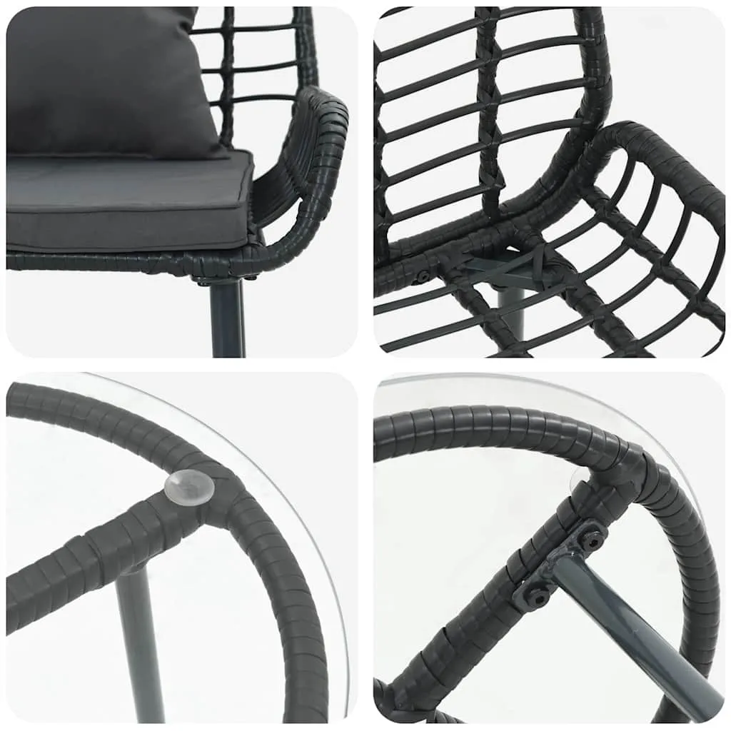 Gartenmöbelset Poly-Rattan 109x63x83 cm Schwarz Anthrazit