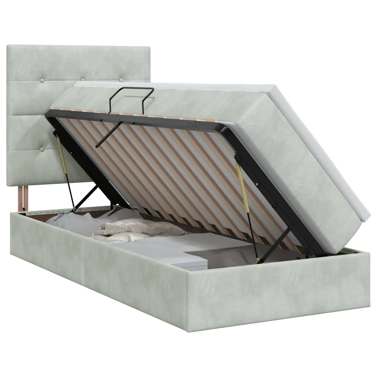 Bett mit LED-Beleuchtung 204 x 100 x 128 cm Hellgrau