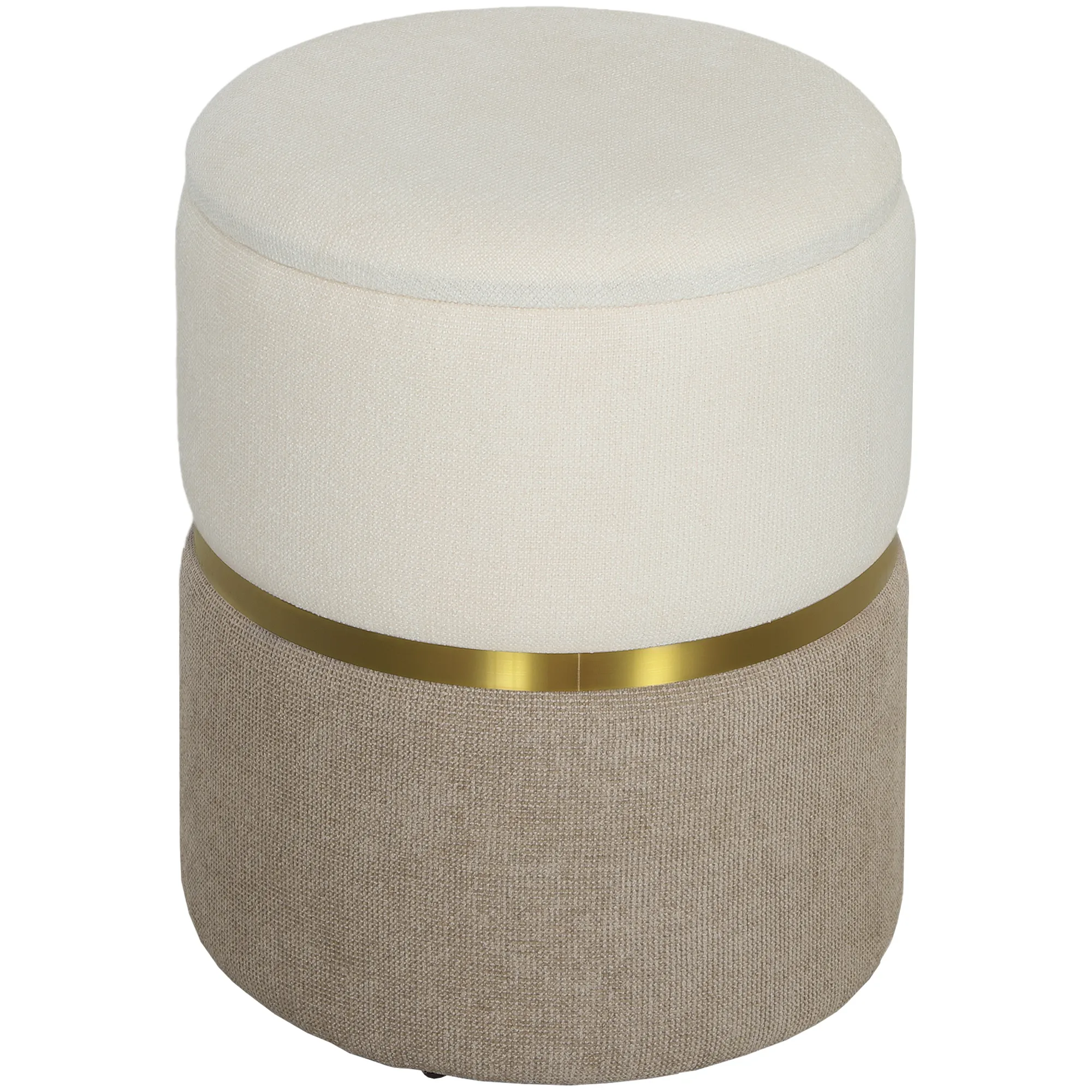 Sitzhocker mit Stauraum Hocker mit Deckel, Metallring, zweifarbig Design 36 x 36 x 44 cm Cremeweiß