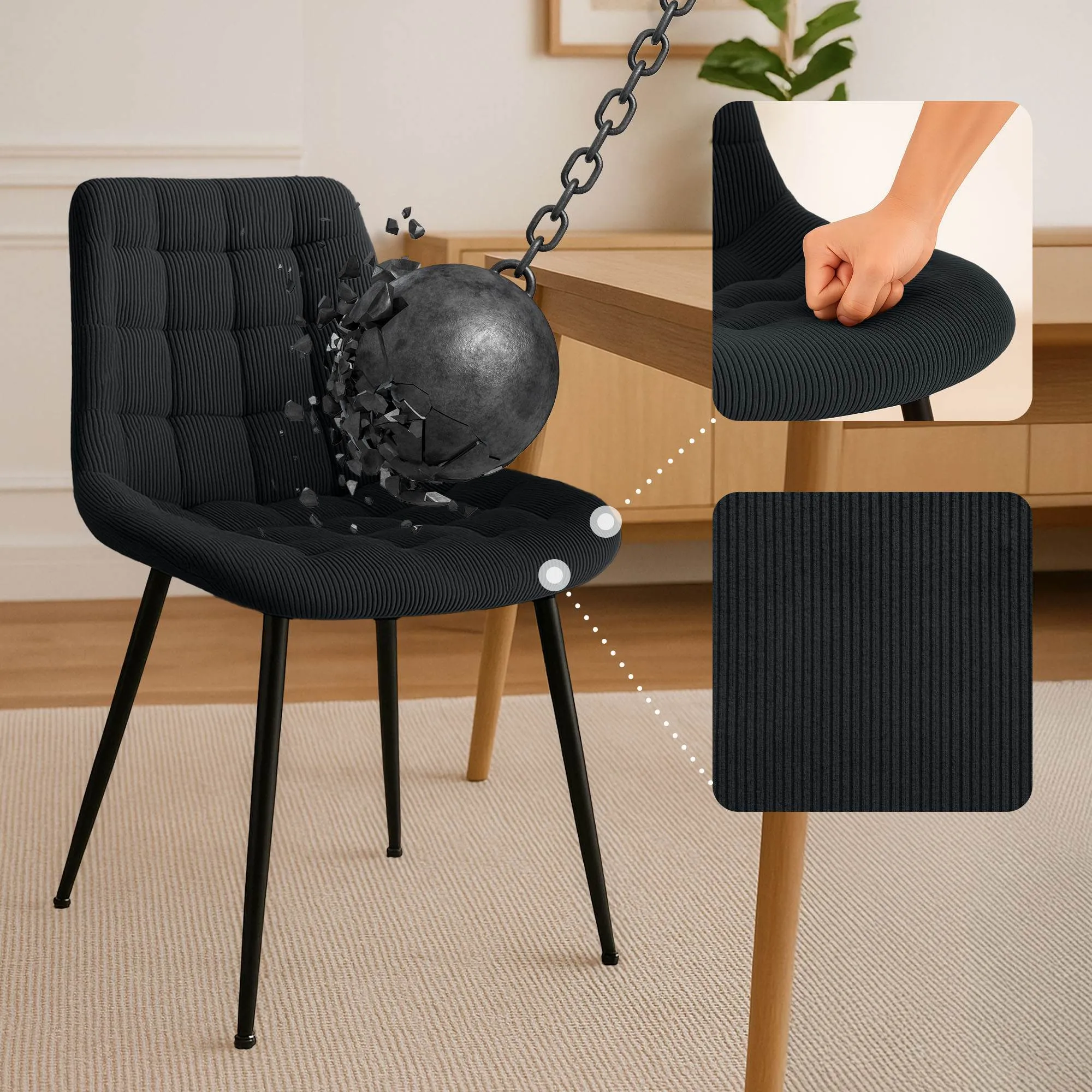 Esszimmerstuhl Sardna 83x52x58 cm schwarz