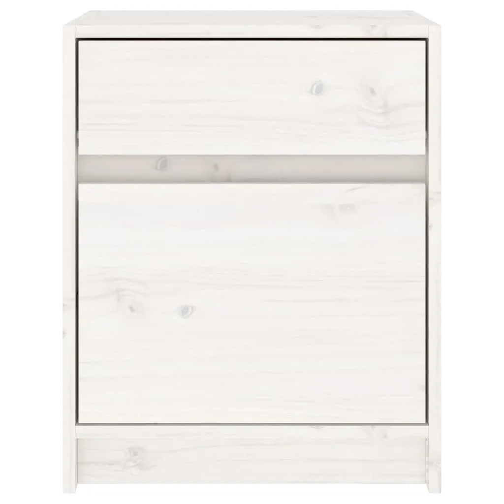 Nachtschrank Weiß 40x31x50 cm Massivholz Kiefer
