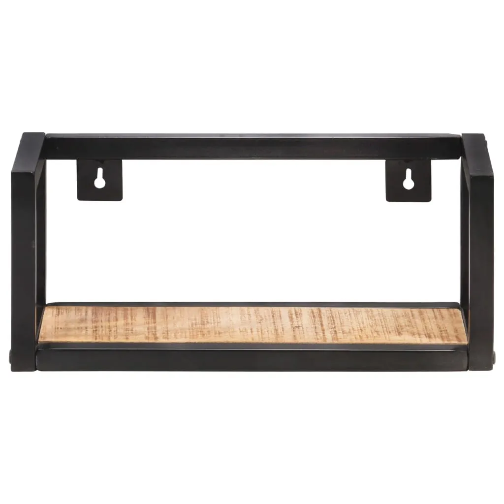 tinkaro Hängeregale 2 Stk. KAREL Raues Mangoholz Wandregale Braun/Schwarz