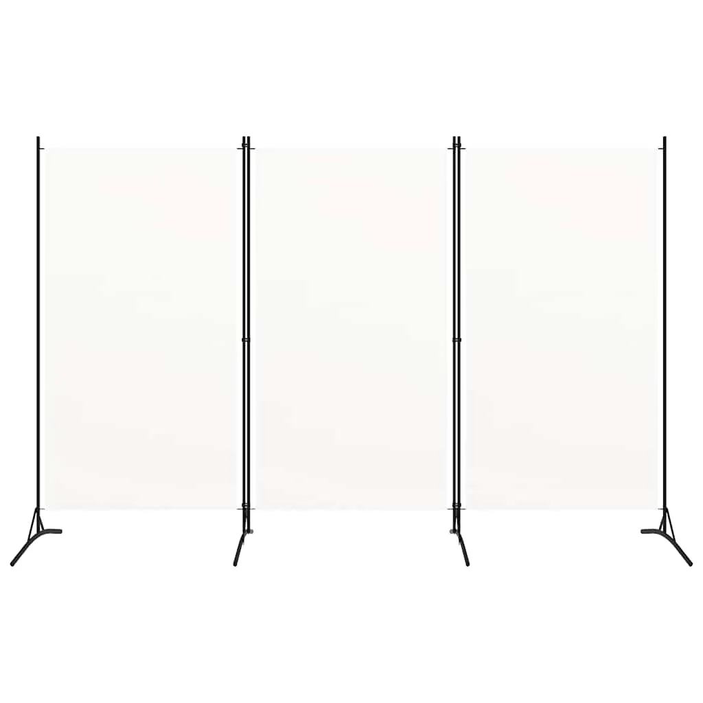 3-teilig Raumteiler Weiß 260x180 cm aus Stoff und Eisen