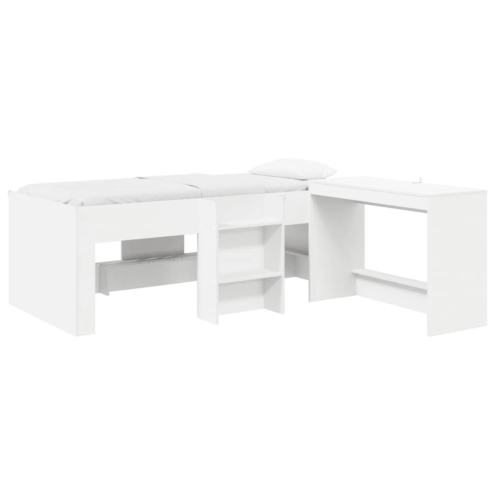 Kinder Hochbett mit Schreibtisch 203x101x68,5 cm Weiß