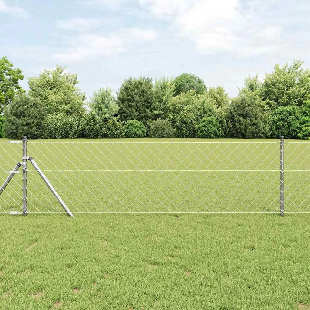 Zaunpfosten-Set aus Stahl 1000 x 3,2 x 60 cm Silber