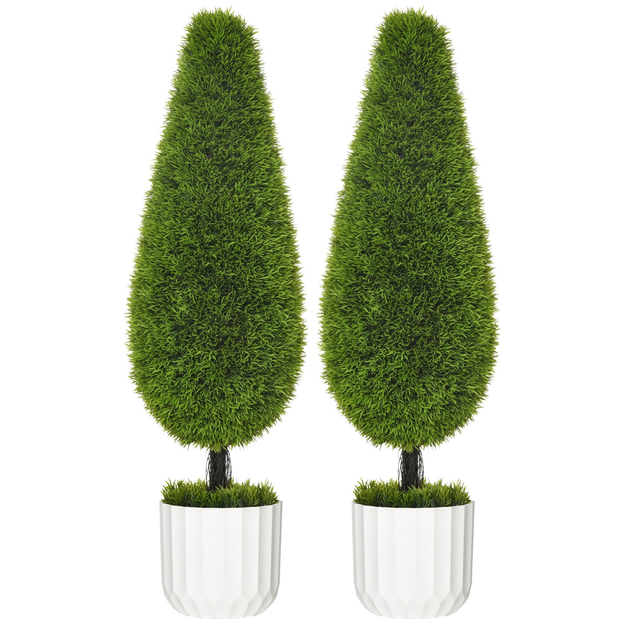 2er-Set künstliche Zypresse 90cm Grün+Weiß
