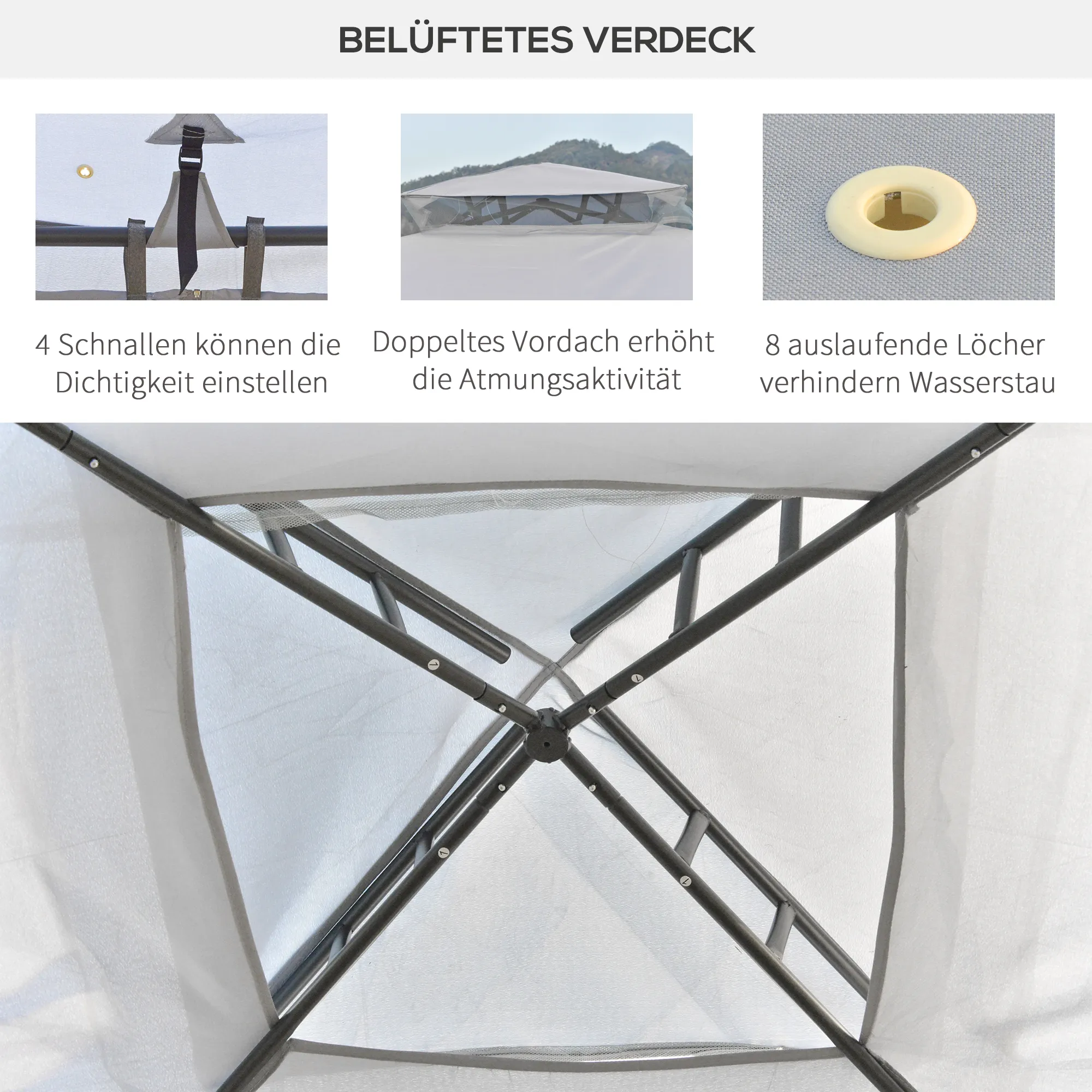 Eleganter Pavillon 294x294x265 cm in Hellgrau