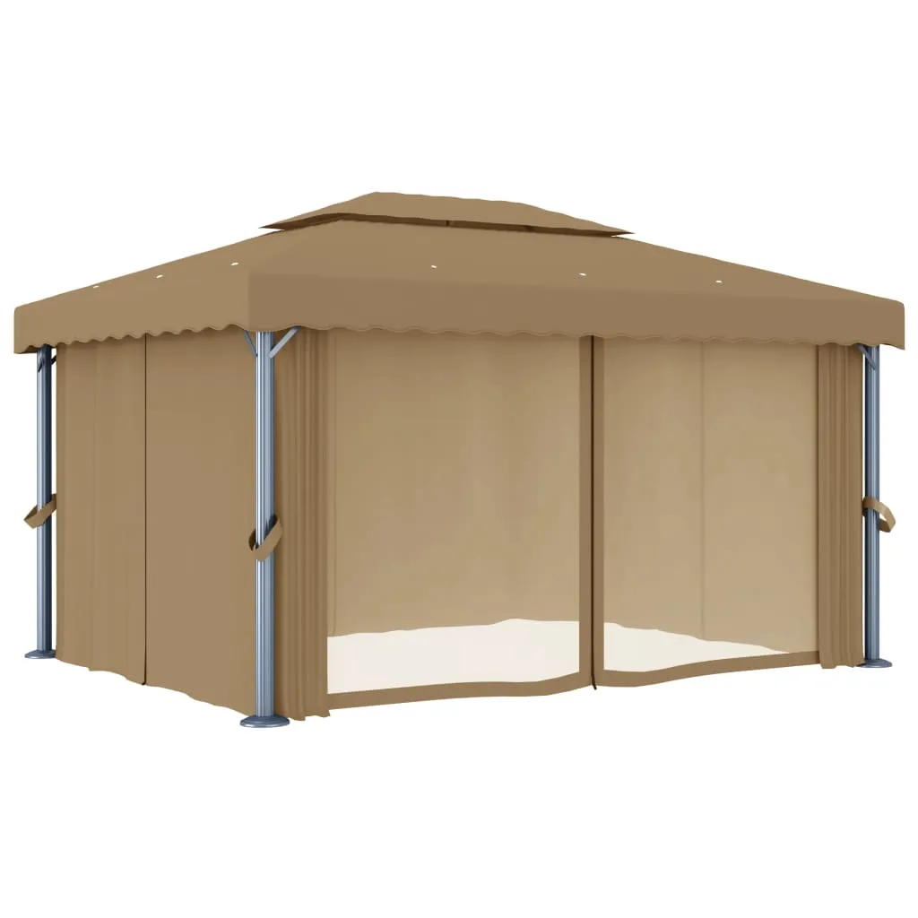 Eleganter Pavillon 4 x 3 m in Taupe mit Doppeldachdesign