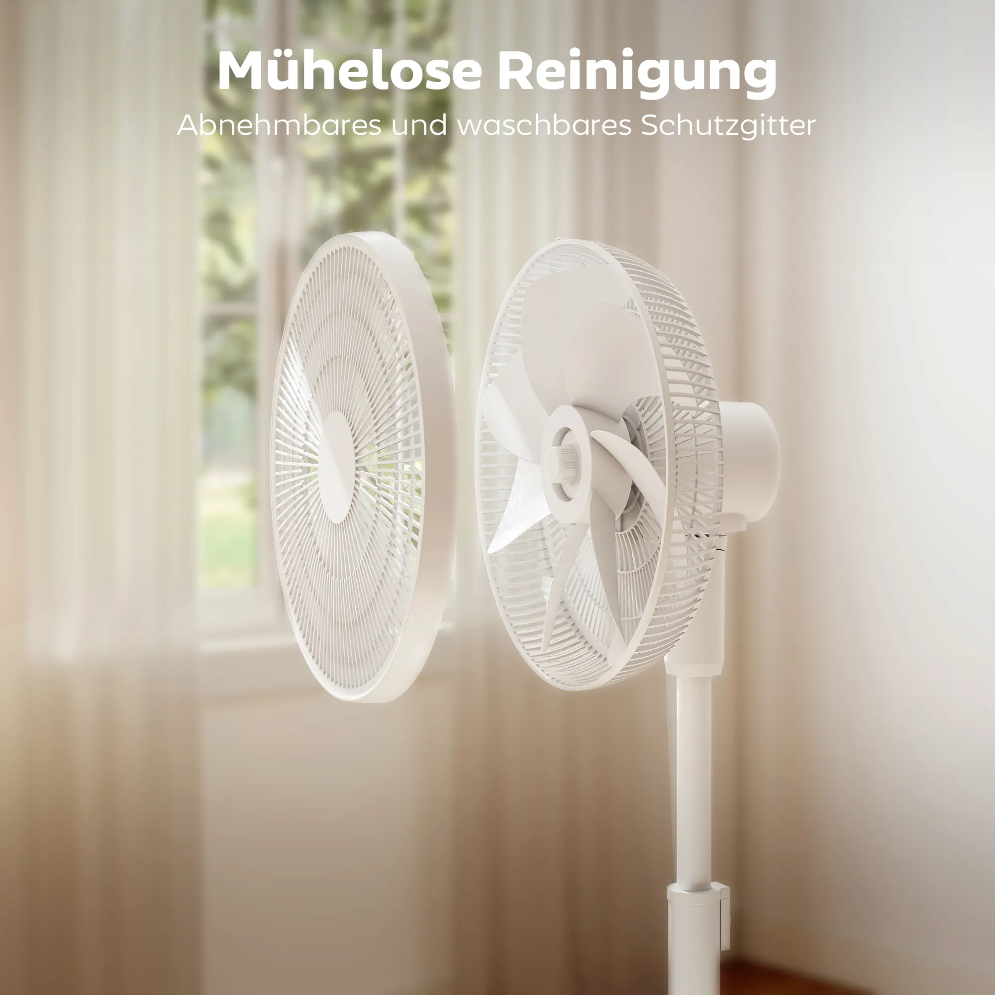 Standventilator mit Fernbedienung und 12 Geschwindigkeiten, Bodenventilator mit verstellbarer Höhe für Schlafzimmer Weiß